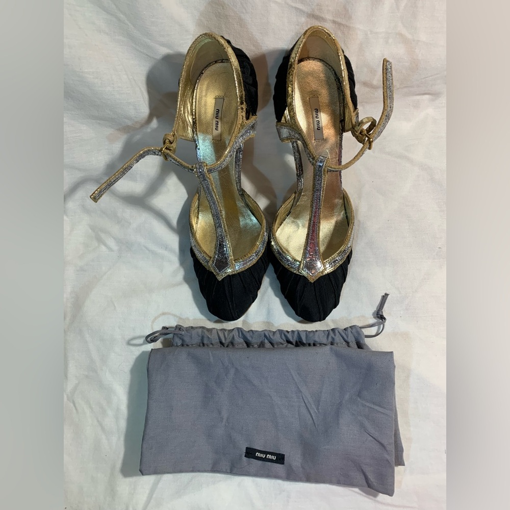 Miu Miu Black and Silver Heels